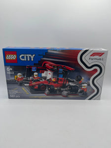 LEGO 60443 City F1 Pit Stop & Pit Crew With Ferrari Car Formula 1 NEW & Sealed