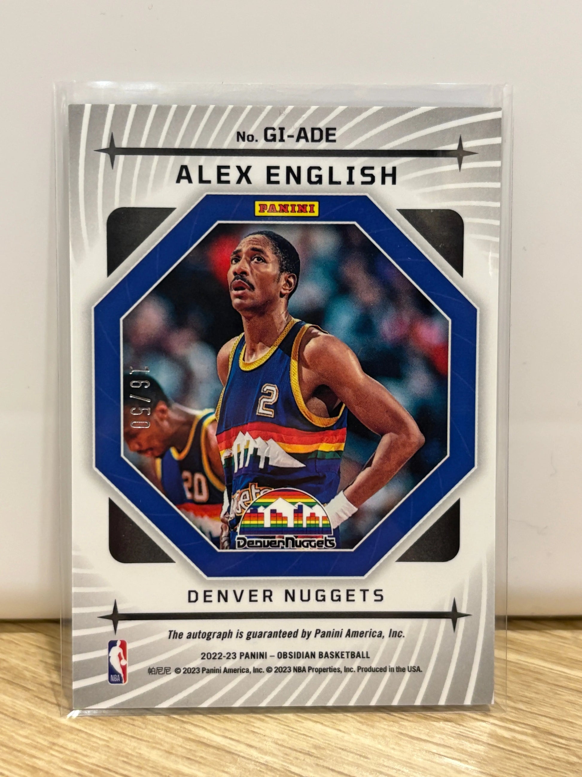 ALEX ENGLISH 2022-23 Panini Obsidian Galaxy Auto Orange Etch /50 Denver Nuggets FRENLY BRICKS - Open 7 Days