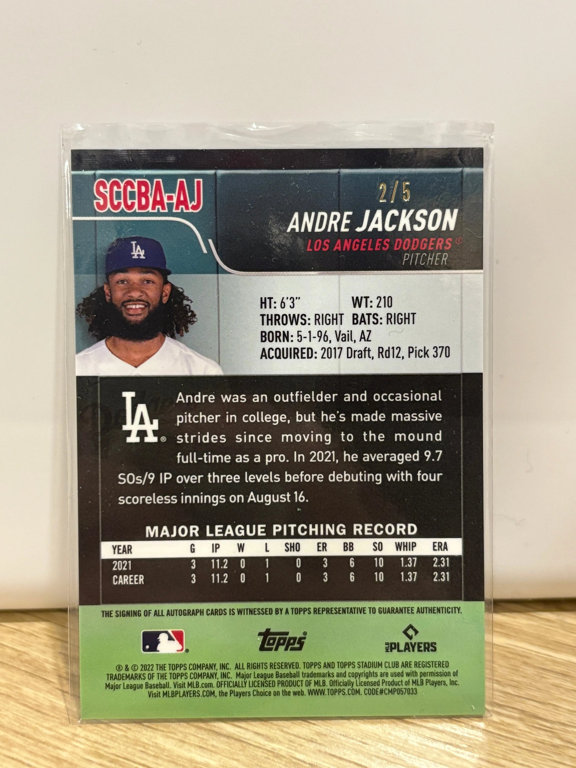 2022 Topps Stadium Club Chrome - Autographs /5 #SCCBA-AJ Andre Jackson FRENLY BRICKS - Open 7 Days