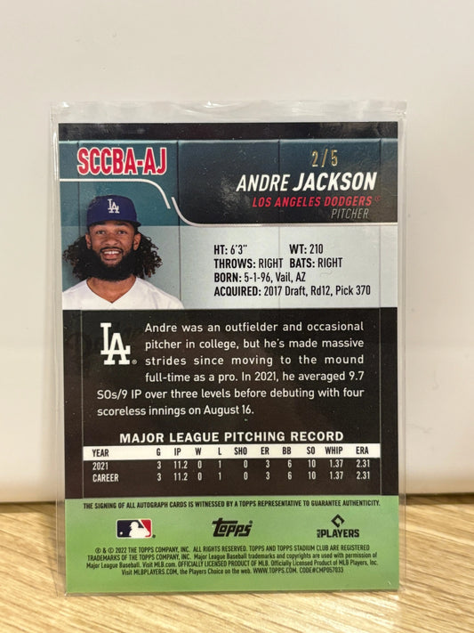 2022 Topps Stadium Club Chrome - Autographs /5 #SCCBA-AJ Andre Jackson FRENLY BRICKS - Open 7 Days