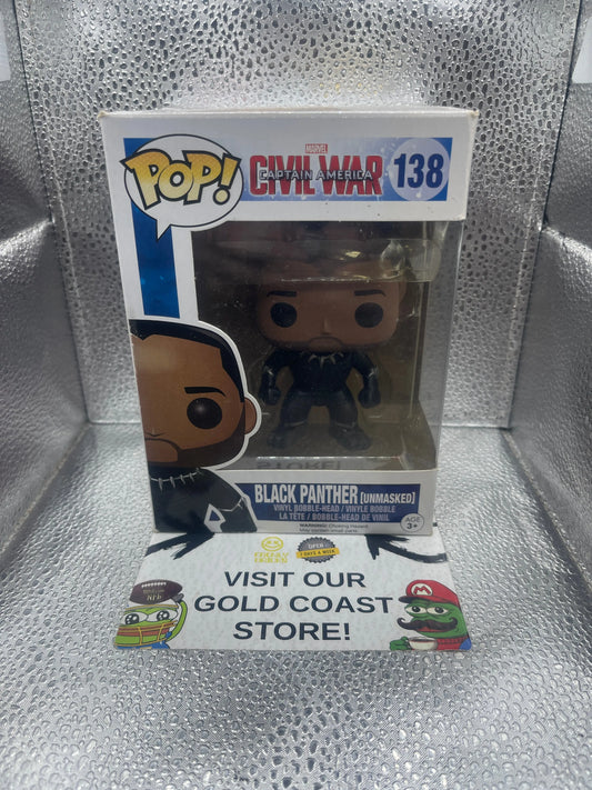 Funko POP! Marvel Captain America Civil War #138 Black Panther Unmasked FRENLY BRICKS - Open 7 Days