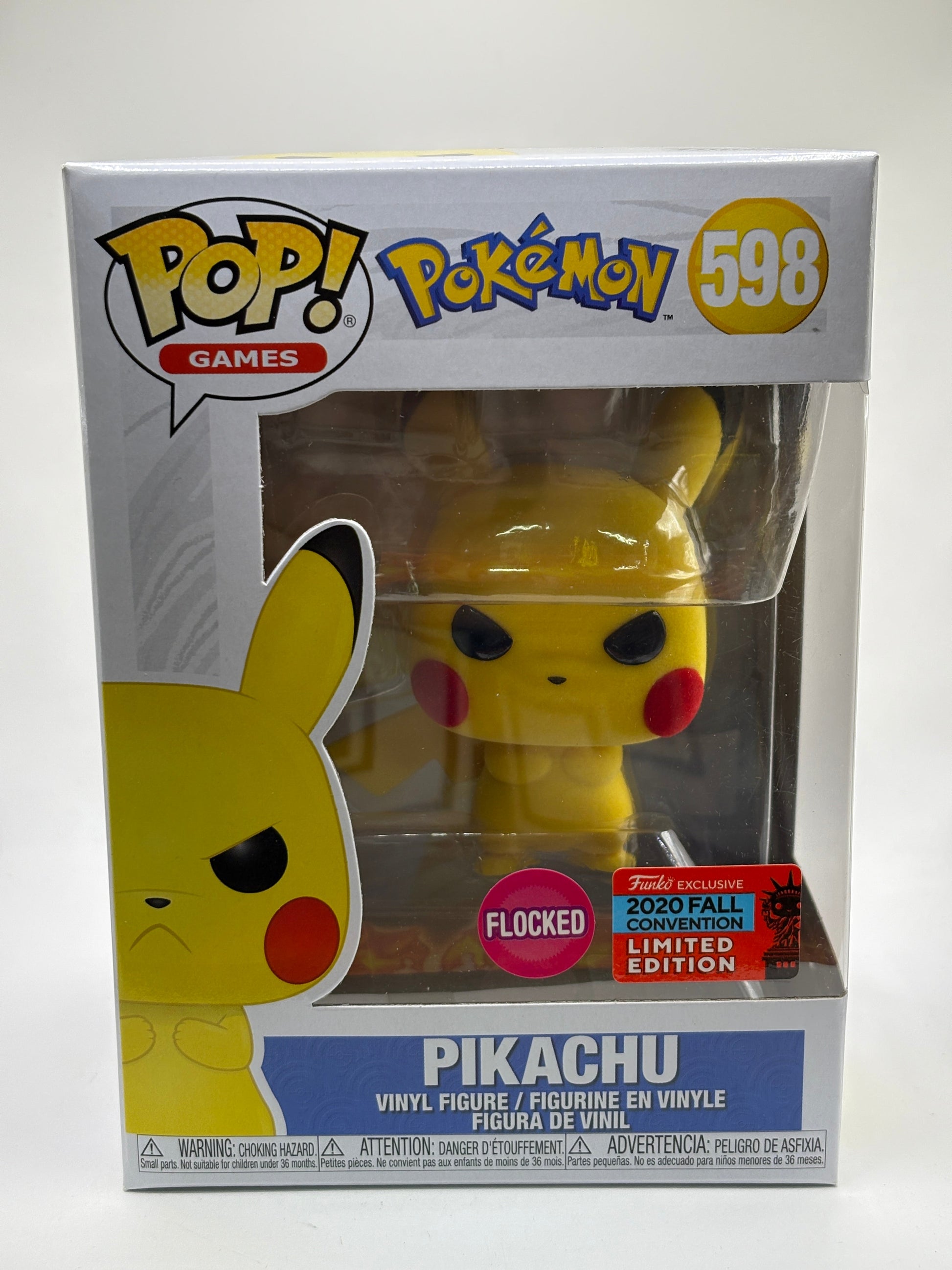 Funko POP! Games Pokemon #598 Pikachu Flocked 2020 Fall Convention FRENLY BRICKS - Open 7 Days