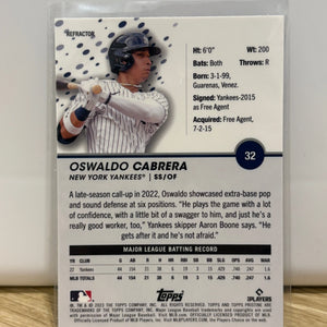 OSWALDO CABRERA 2023 Topps Pristine REFRACTOR ROOKIE RC SP #32 -NEW YORK YANKEES FRENLY BRICKS - Open 7 Days