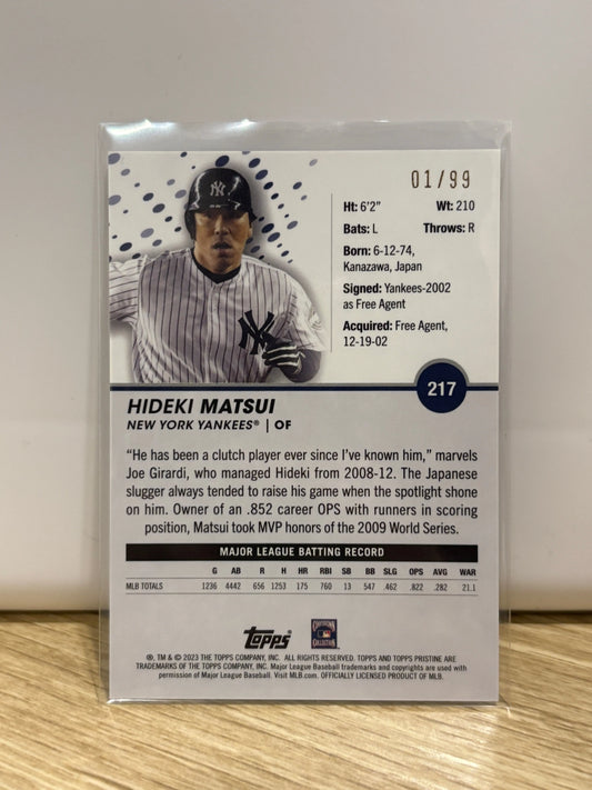 2023 Topps Pristine Purple  Refractor Hideki Matsui 01/99  New York Yankees #217 FRENLY BRICKS - Open 7 Days