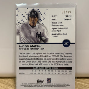2023 Topps Pristine Purple  Refractor Hideki Matsui 01/99  New York Yankees #217 FRENLY BRICKS - Open 7 Days