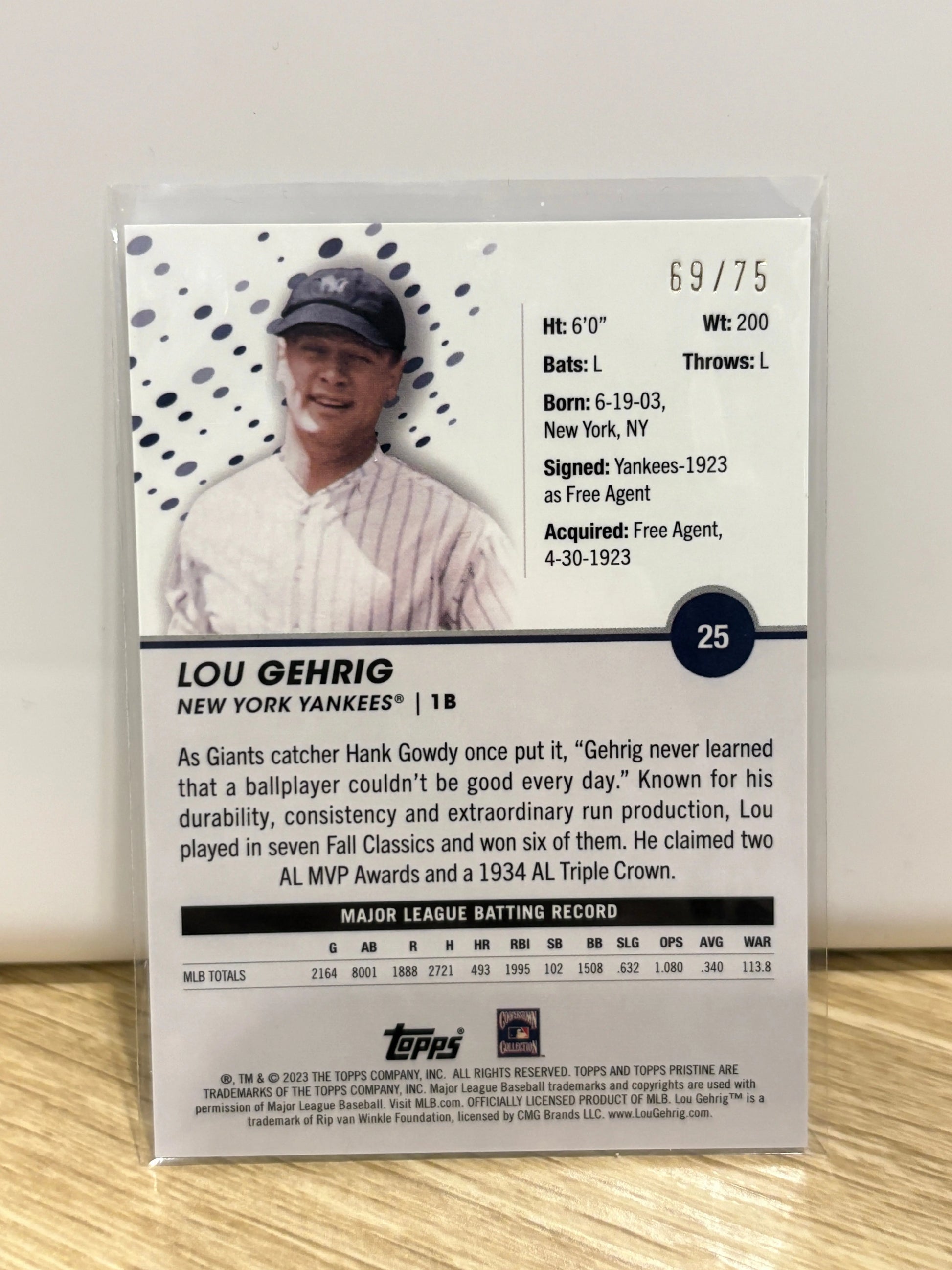 2023 Topps Pristine Blue Refractor /75 Lou Gehrig #25 HOF B1 FRENLY BRICKS - Open 7 Days