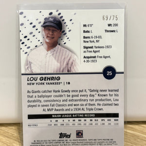2023 Topps Pristine Blue Refractor /75 Lou Gehrig #25 HOF B1 FRENLY BRICKS - Open 7 Days