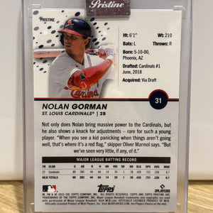 2023 Topps Pristine Nolan Gorman Rookie Refractor Encased St. Louis Cardinals RC FRENLY BRICKS - Open 7 Days
