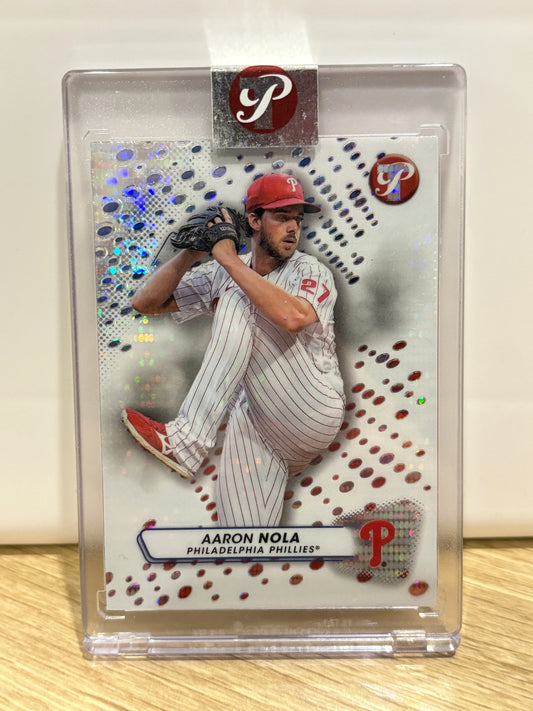 AARON NOLA TOPPS PRISTINE PULSAR REFRACTOR ENCASED PHILLIES #65 2023 FRENLY BRICKS - Open 7 Days