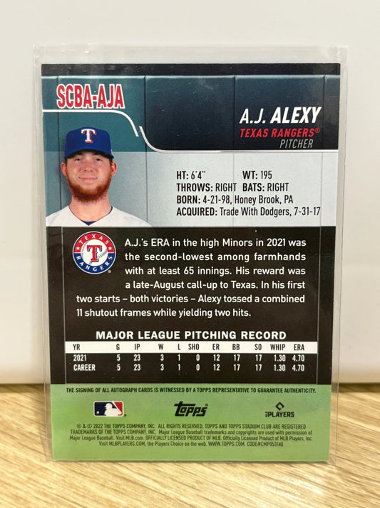 2022 Topps Stadium Club - Autographs #SCBA-AJA A.J. Alexy FRENLY BRICKS - Open 7 Days