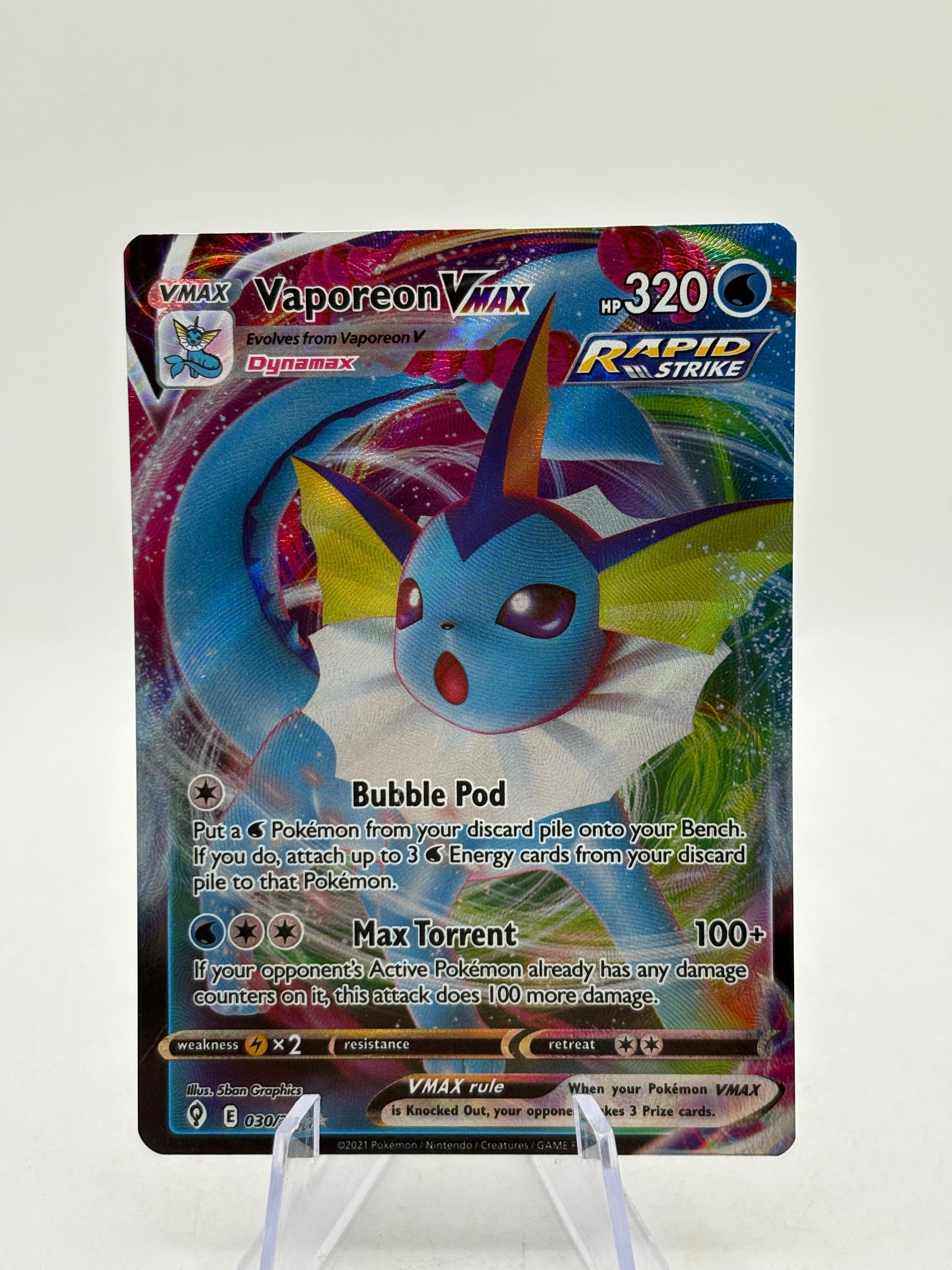 Pokemon TCG Sword Shield Evolving Skies - Vaporeon VMAX 030/203 Full Art NM FRENLY BRICKS - Open 7 Days