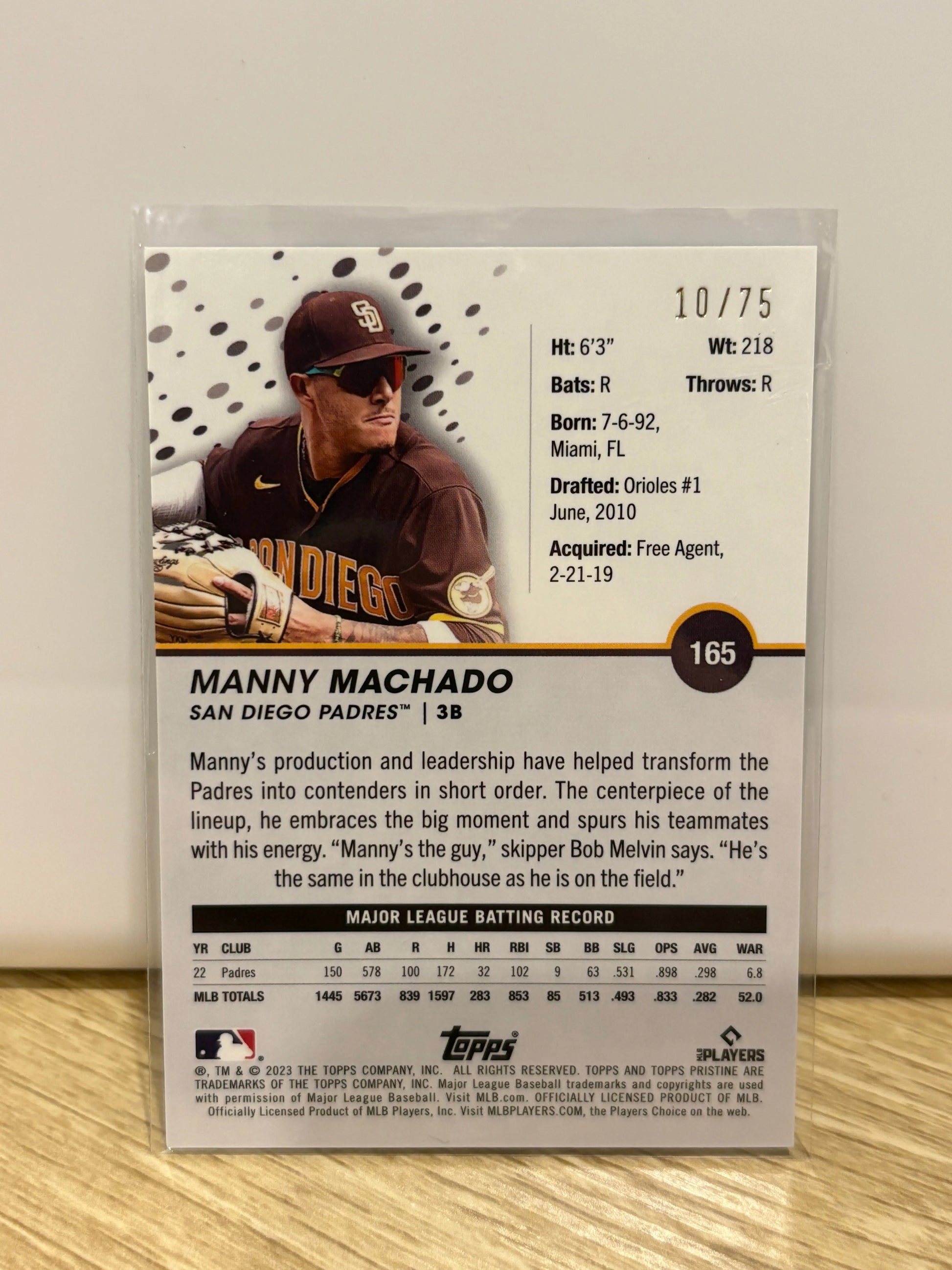 2023 Topps Pristine Blue Refractors #165 Manny Machado /75 FRENLY BRICKS - Open 7 Days