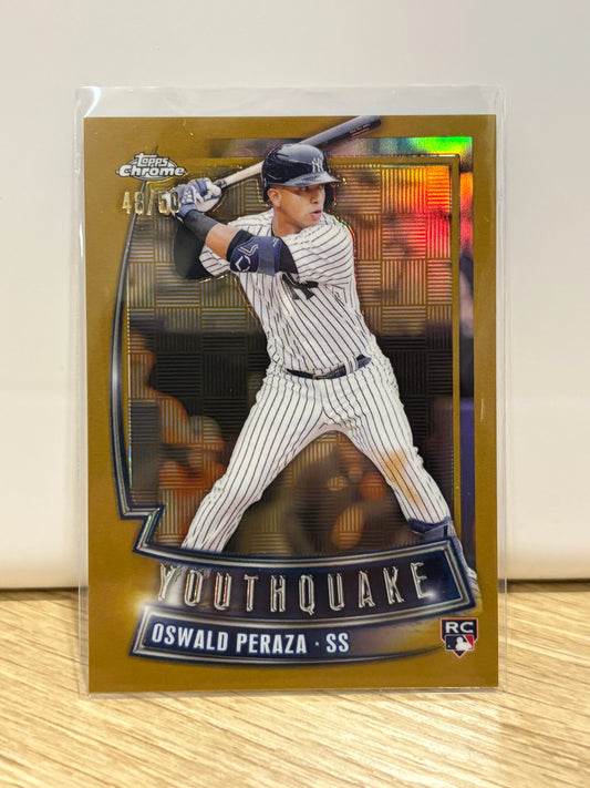 2023 Topps Chrome Youthquake #YQ-35 Oswald Peraza GOLD /50 SP Rookie RC Yankees FRENLY BRICKS - Open 7 Days