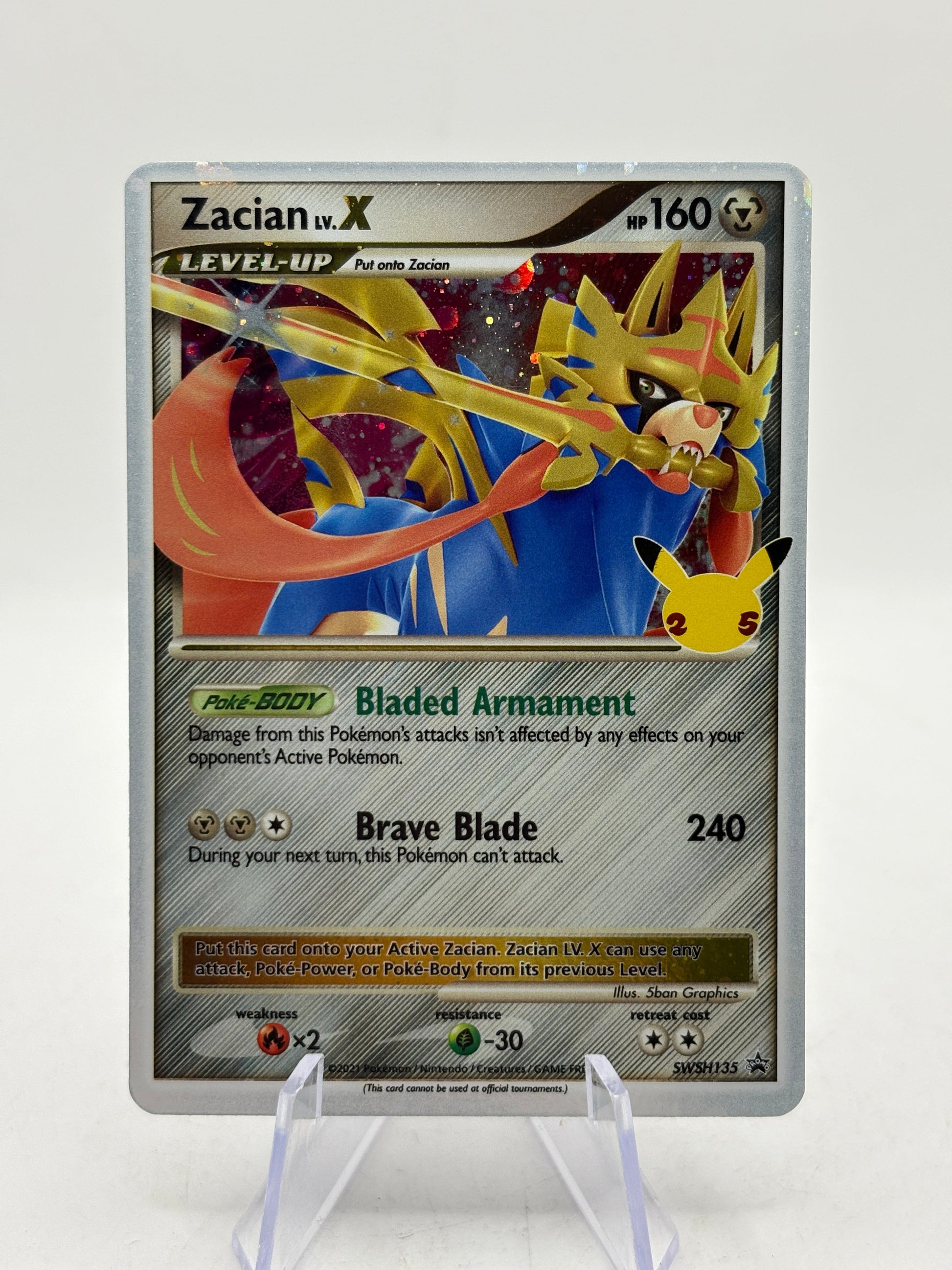 Pokemon TCG 25th Celebrations - Zacian Lv. X SWSH135 Black Star Promo NM FRENLY BRICKS - Open 7 Days