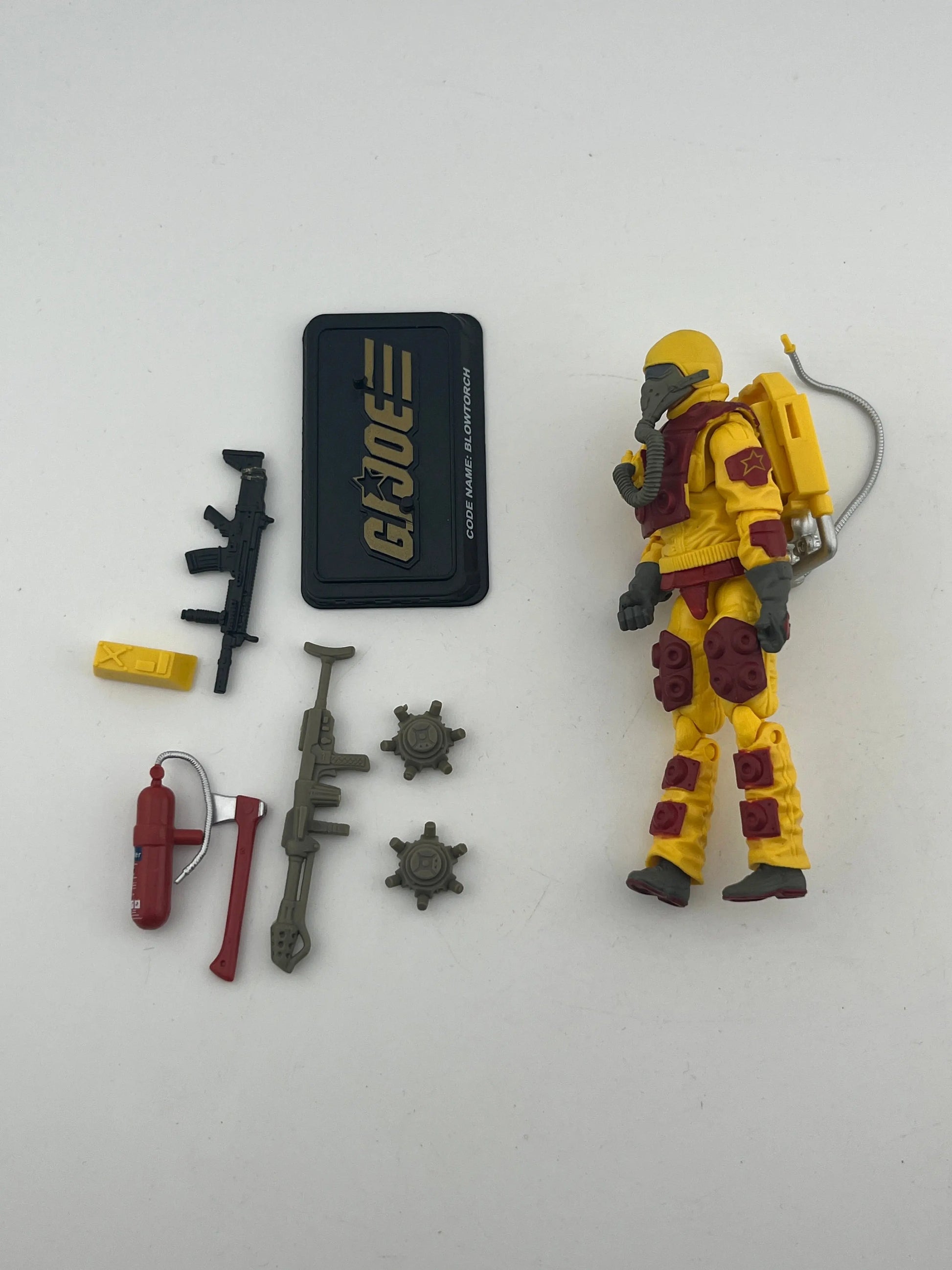 4" GI Joe Action Figure Pursuit of Cobra Blowtorch Flamethrower & Weapons Stand FRENLY BRICKS - Open 7 Days