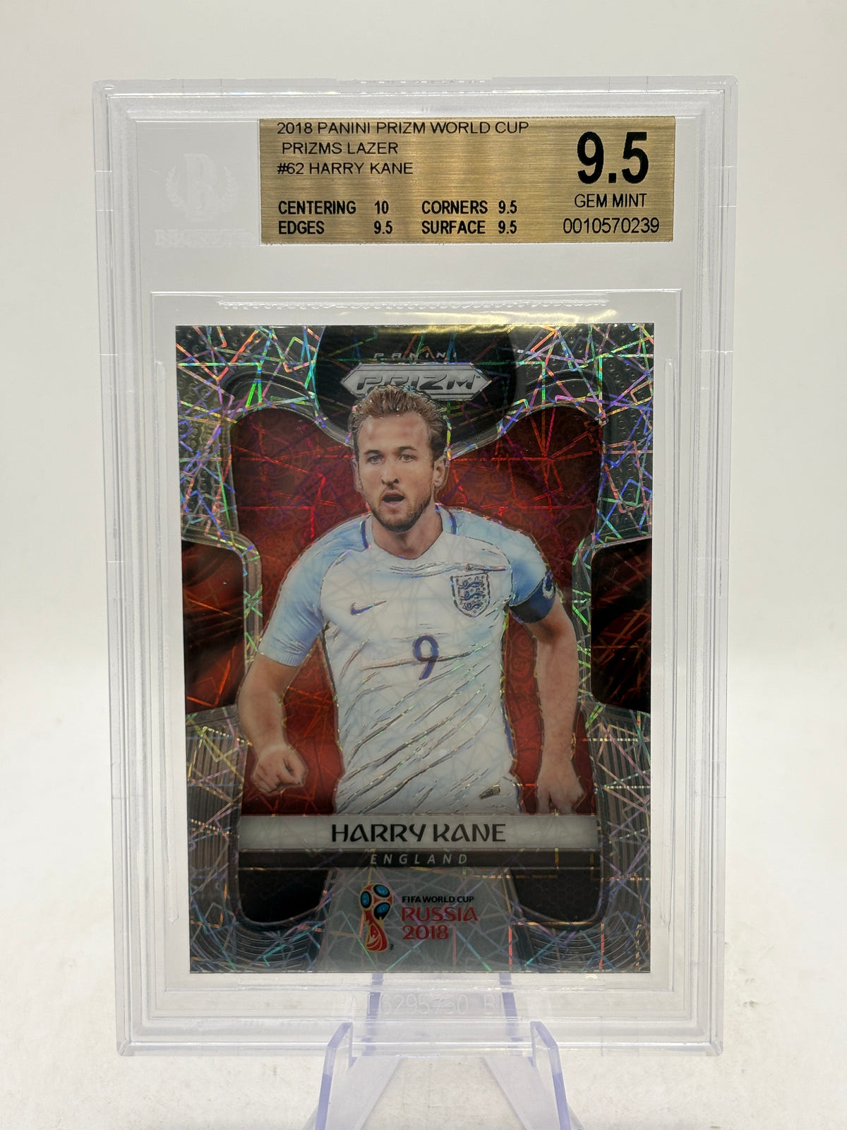 2018 Panini Prizm World Cup #62 Harry Kane Prizms Lazer BGS 9.5 Gem Mint image 1