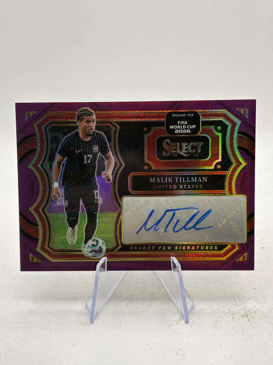 2025-26 MALIK TILLMAN /49 AUTO PANINI SELECT ROAD TO FIFA WORLD CUP PURPLE