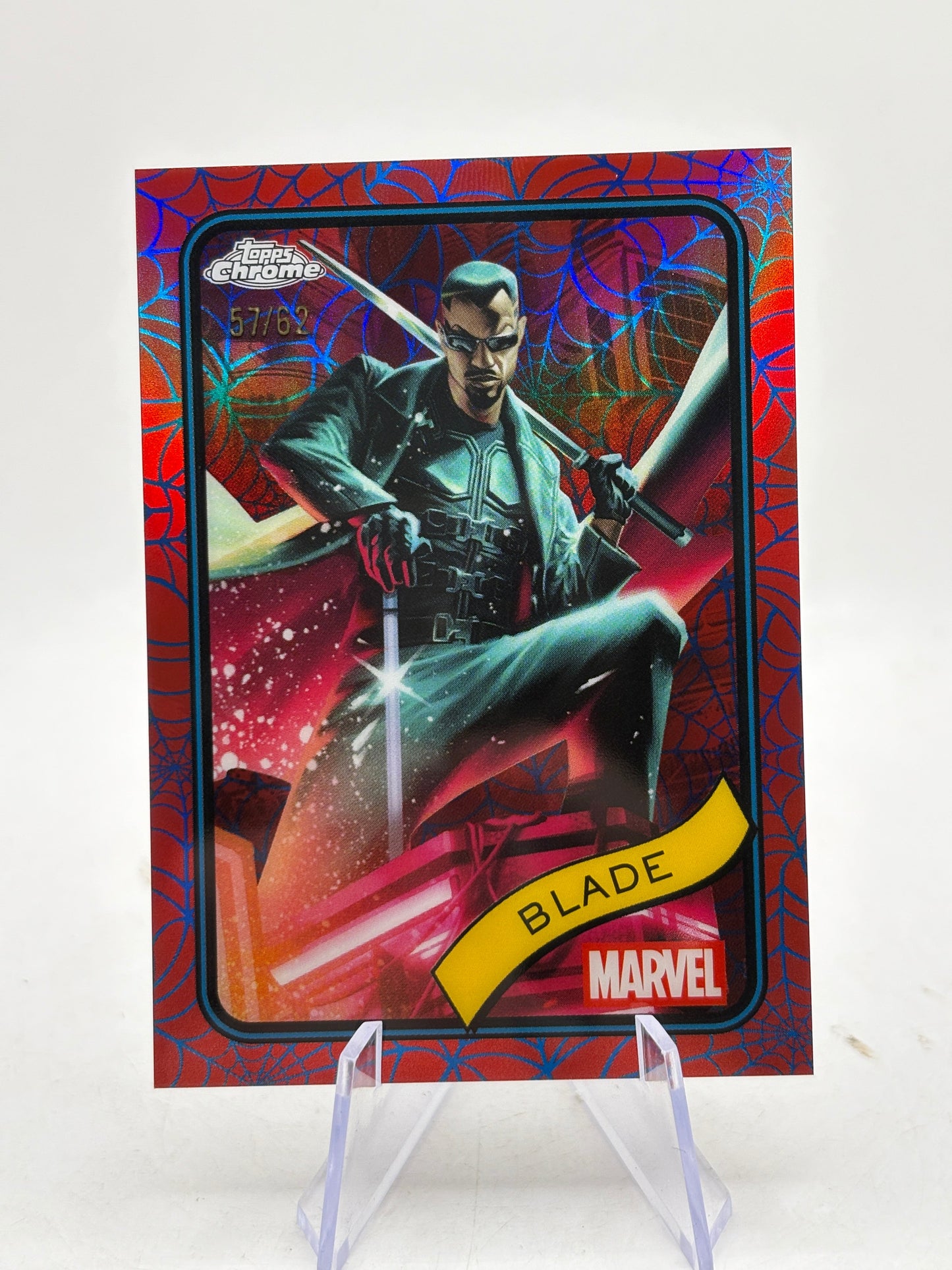 2025 Topps Chrome Marvel Blue and Red Spider Web Refractors #126 Blade /62 FRENLY BRICKS - Open 7 Days