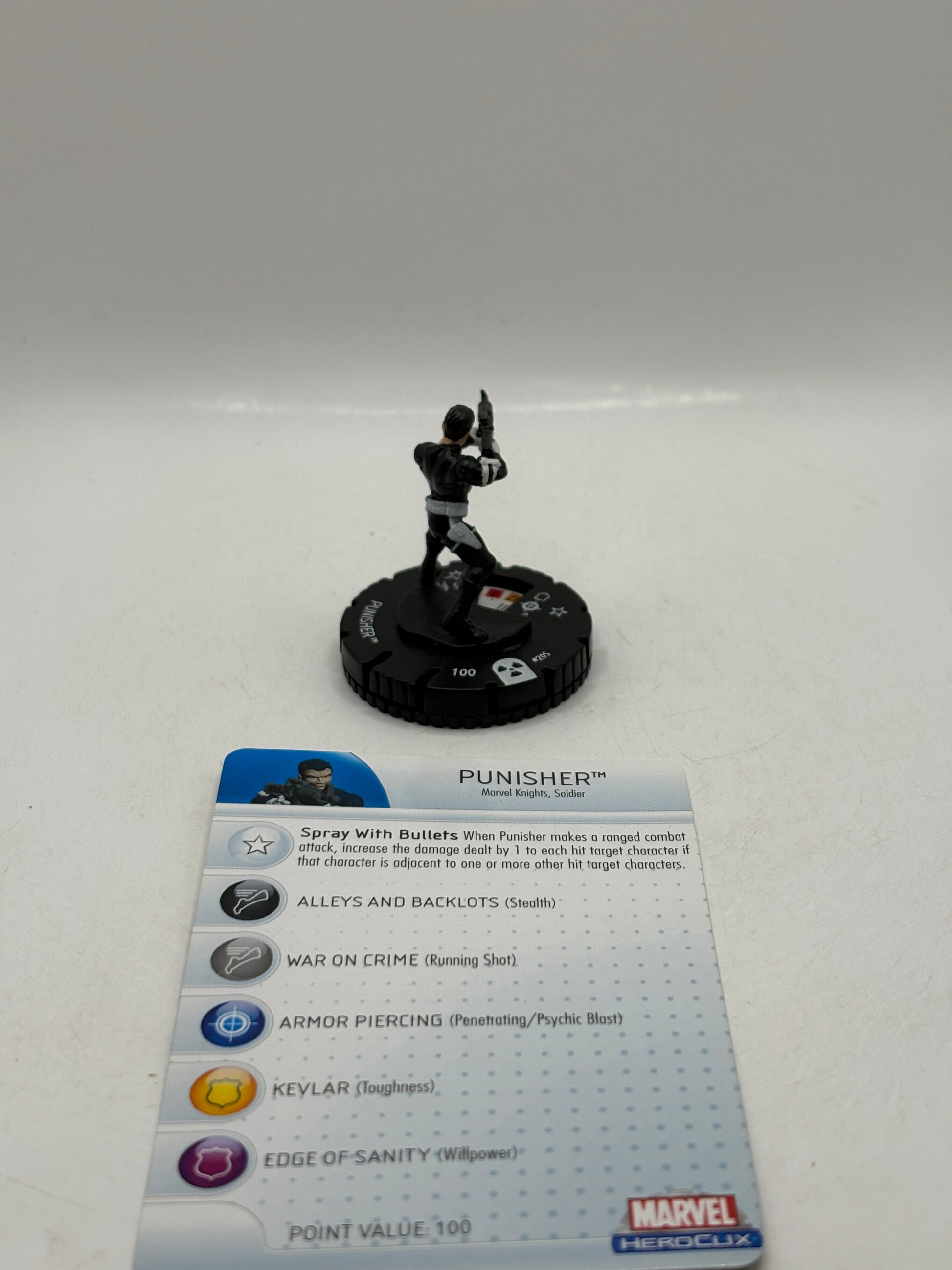HeroClix Marvel - Punisher #205 Loose Figure with Card FRENLY BRICKS - Open 7 Days