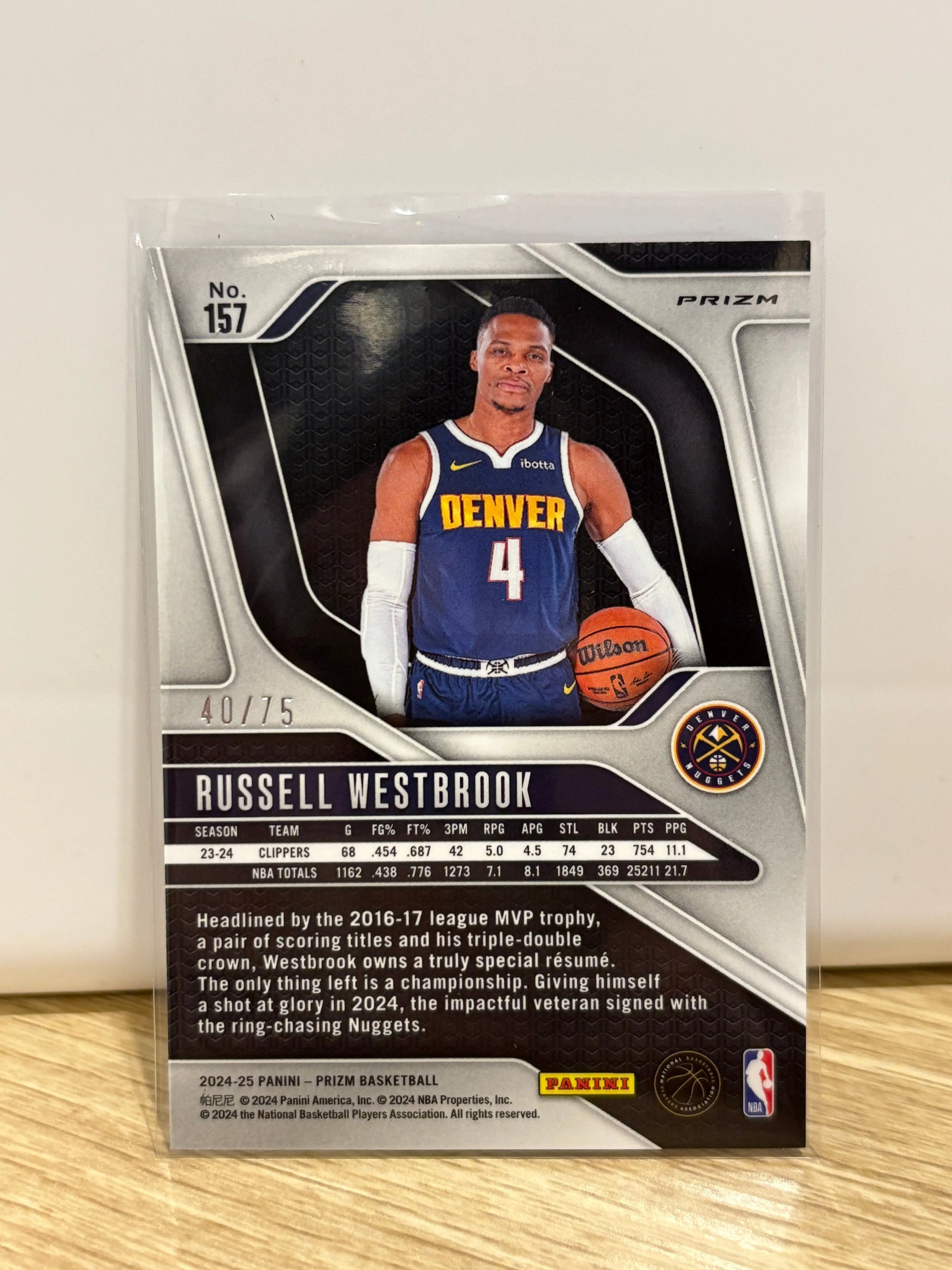 2024-25 Panini Prizm Fast Break Purple Prizm /75 Russell Westbrook #157 FRENLY BRICKS - Open 7 Days