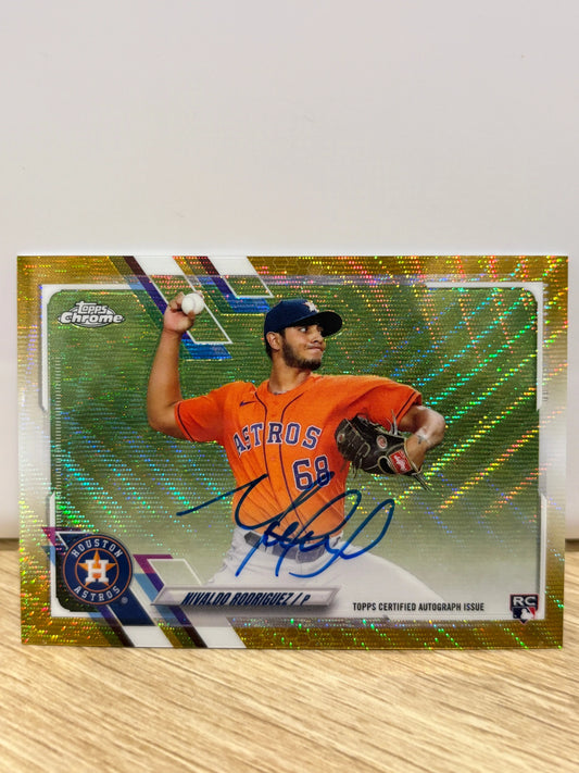 2021 Topps Chrome #RA-NR Nivaldo Rodriguez Rookie Auto Gold Wave Refractor /50 FRENLY BRICKS - Open 7 Days