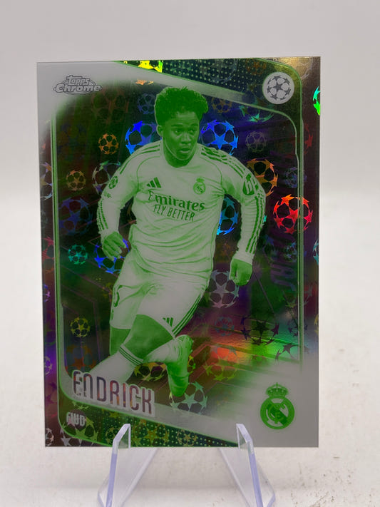 Topps Chrome UEFA Champions League #86 Endrick Night Vision Logo Fractor