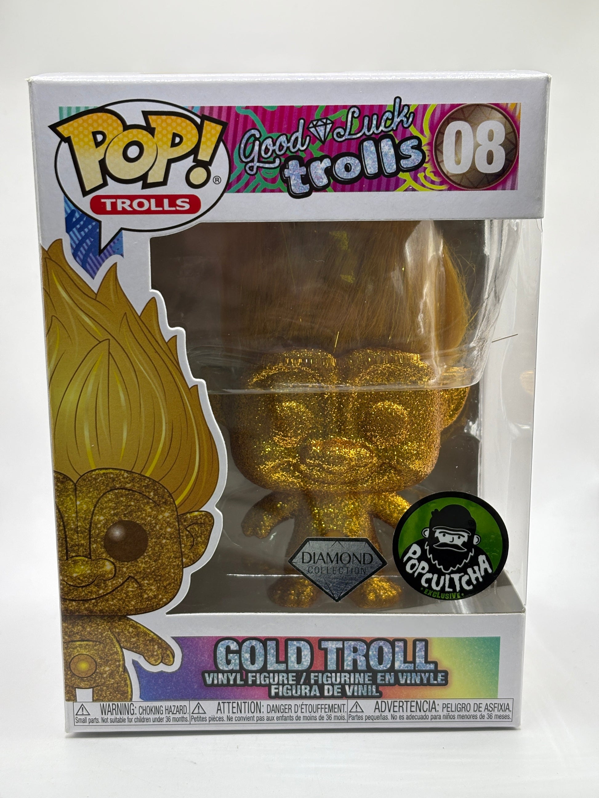 Funko POP! Trolls Good Luck Trolls #08 Gold Troll Diamond Collection FRENLY BRICKS - Open 7 Days