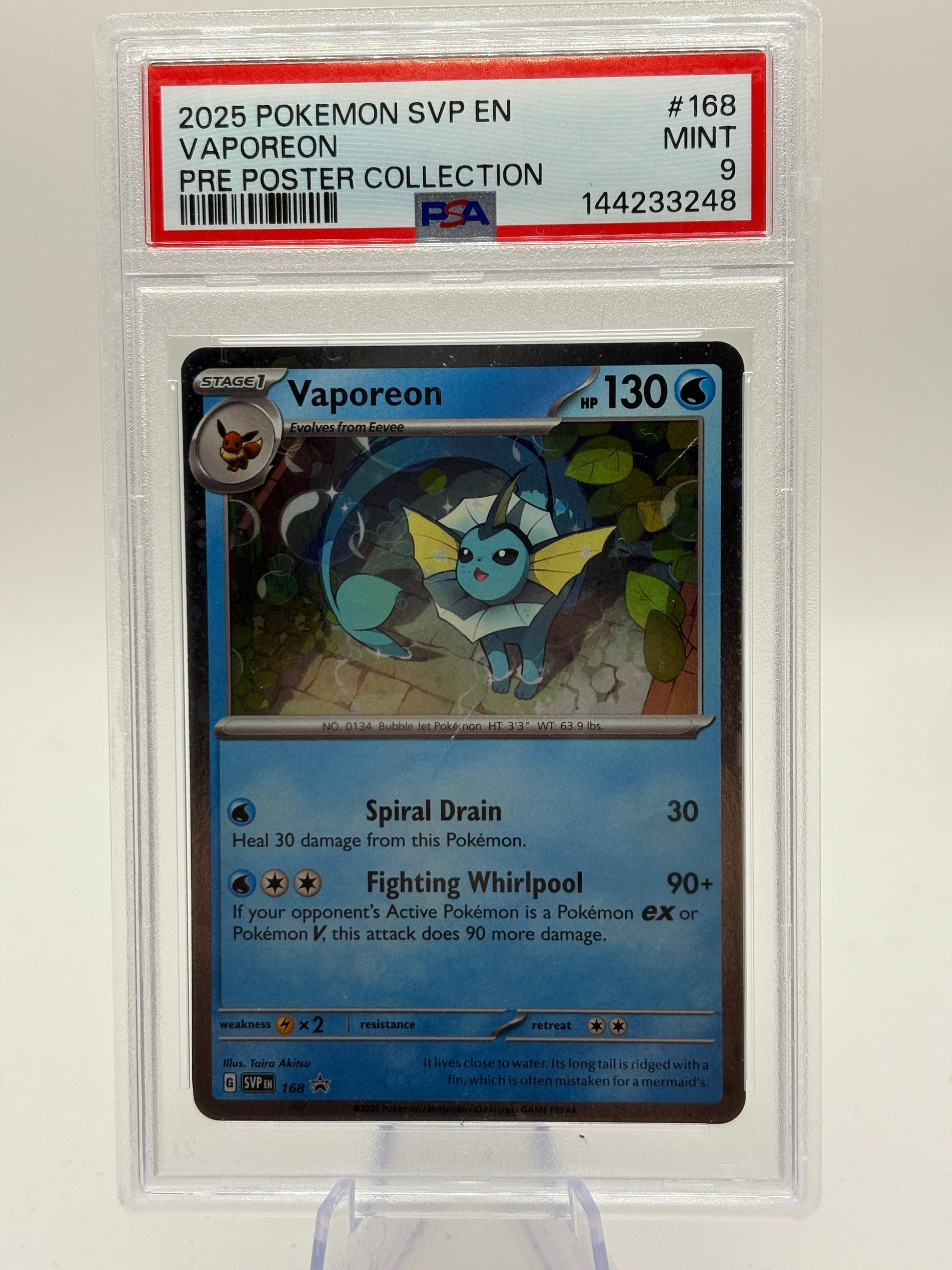 2025 Pokemon SVP Promo - Vaporeon SVP168 Black Star Promo PSA 9 FRENLY BRICKS - Open 7 Days image 1