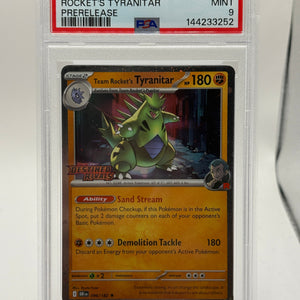 PSA 9 Team Rocket's Tyranitar 096/182 Pre-Release Destined Rivals Pokemon FRENLY BRICKS - Open 7 Days