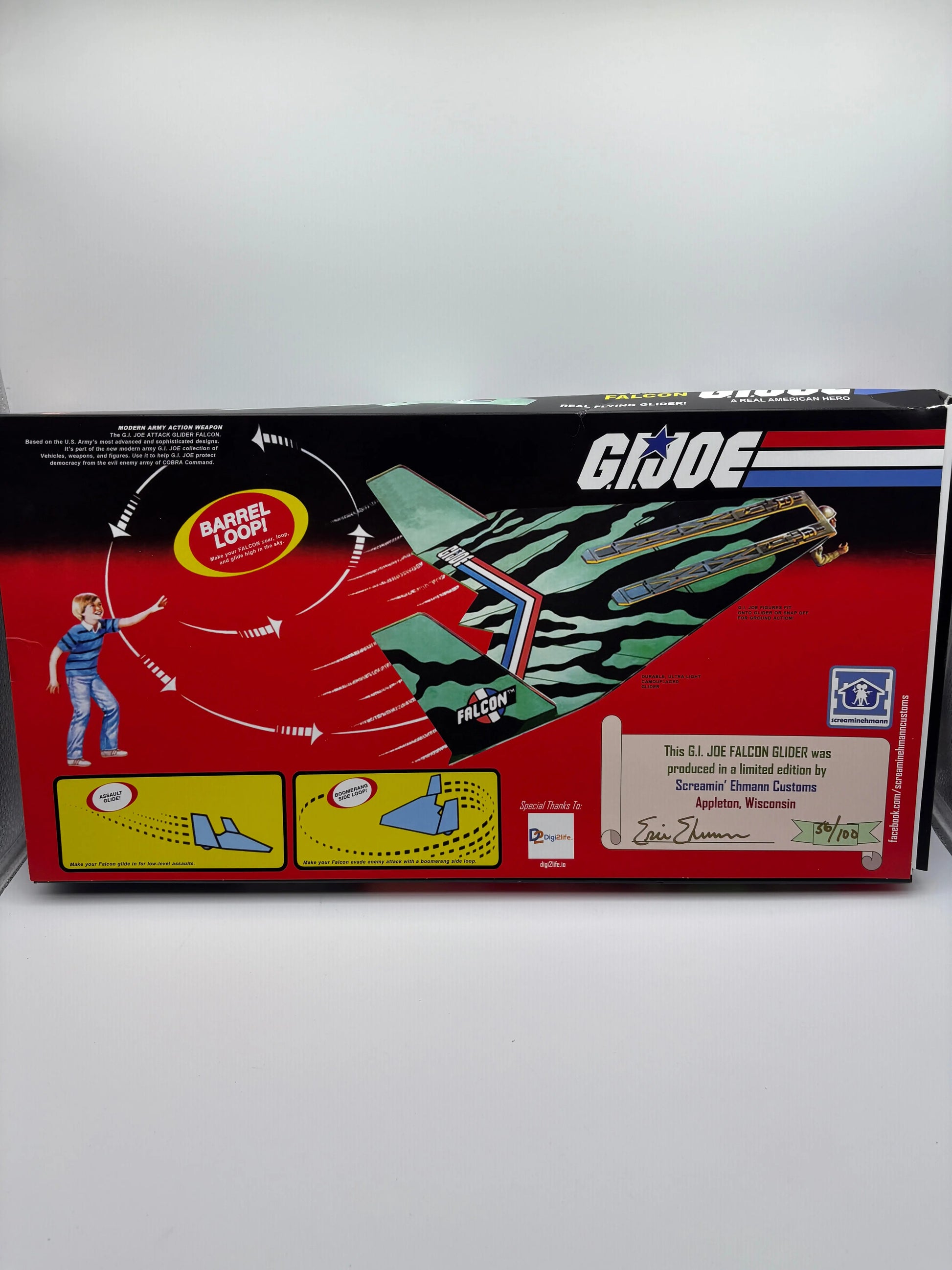 G.I. Joe Attack Glider Falcon Limited Edition Screamin Ehmann Custom 56/100 Open FRENLY BRICKS - Open 7 Days