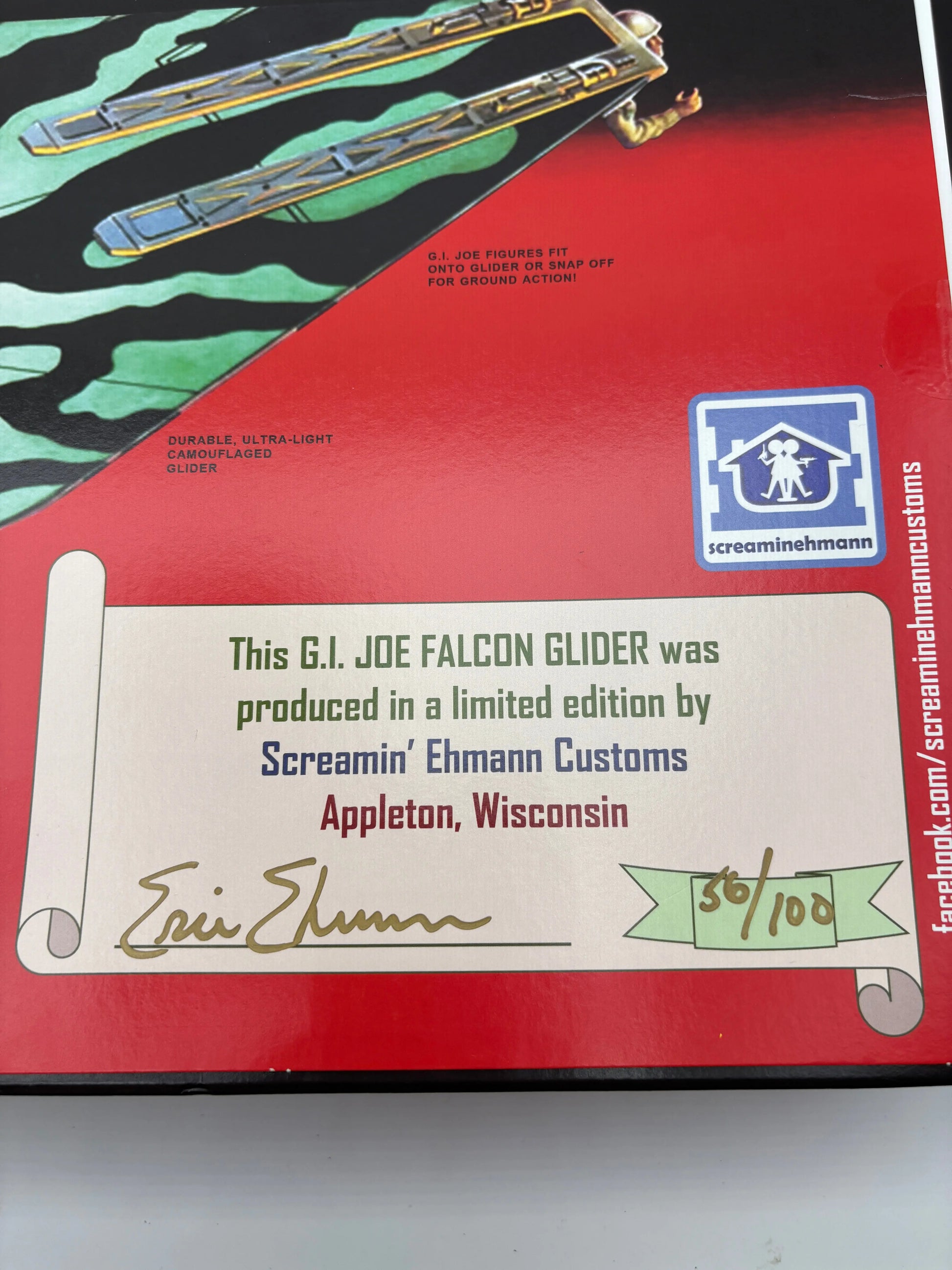 G.I. Joe Attack Glider Falcon Limited Edition Screamin Ehmann Custom 56/100 Open FRENLY BRICKS - Open 7 Days