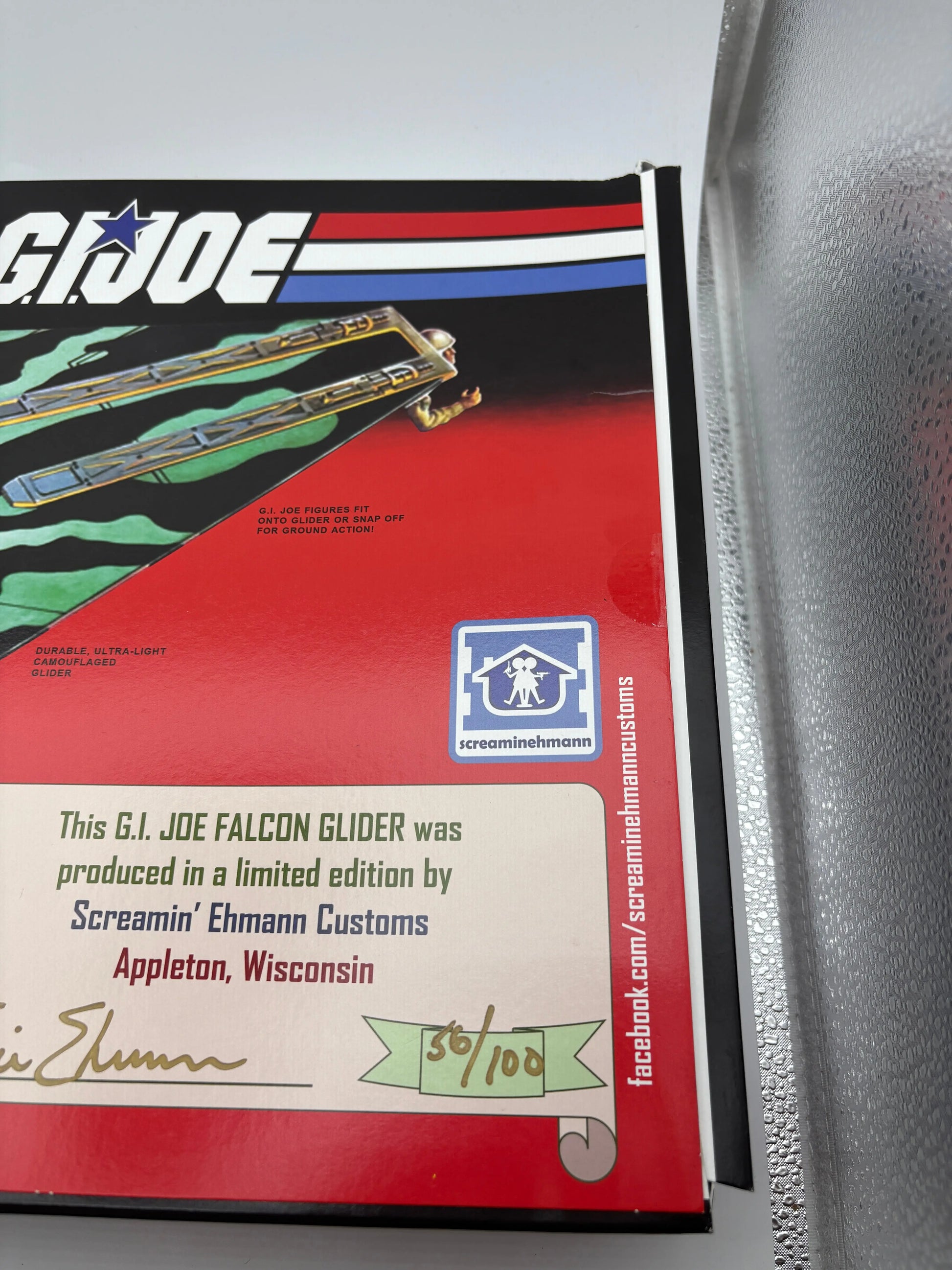 G.I. Joe Attack Glider Falcon Limited Edition Screamin Ehmann Custom 56/100 Open FRENLY BRICKS - Open 7 Days