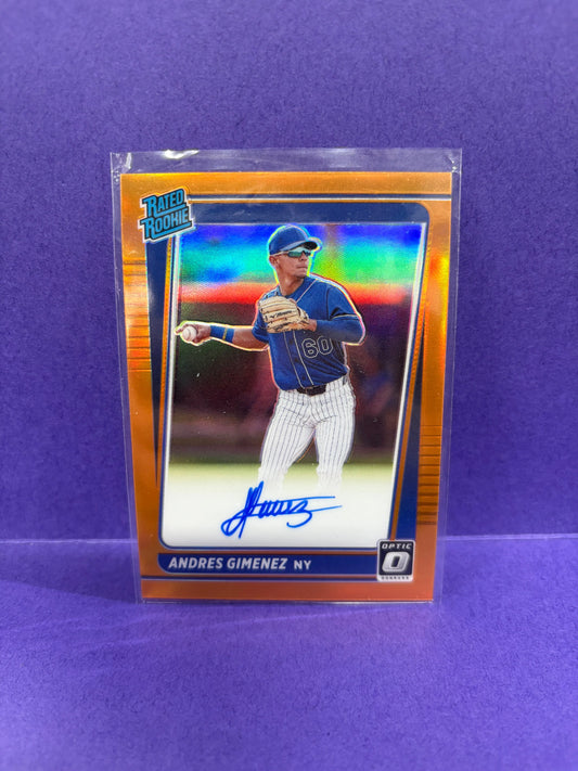 2021 Donruss Optic Rated Rookies RC Auto Orange Andres Gimenez /75 FRENLY BRICKS - Open 7 Days