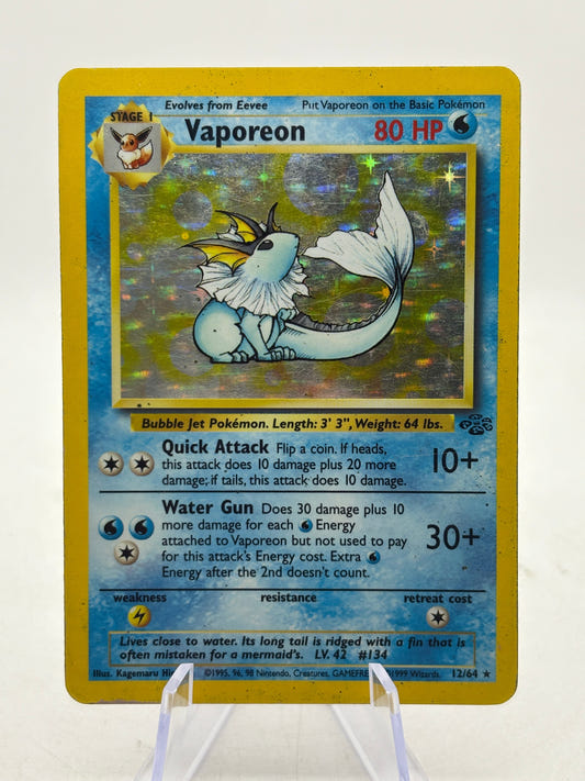 Pokemon TCG WOTC Jungle - Vaporeon 12/64 Rare Holo HP FRENLY BRICKS - Open 7 Days
