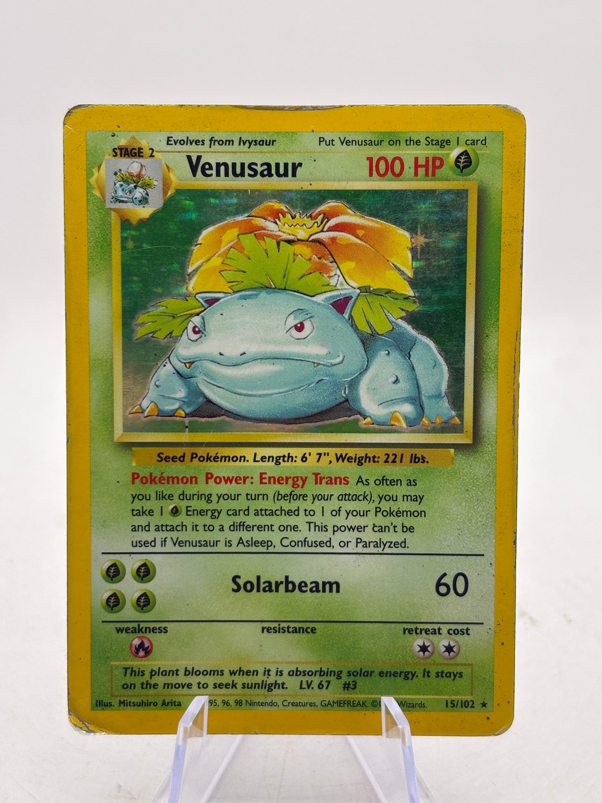 Venusaur Base Set 15/102 1995 Pokémon TCG - Unlimited - Holo Rare - HP/DMG FRENLY BRICKS - Open 7 Days image 1