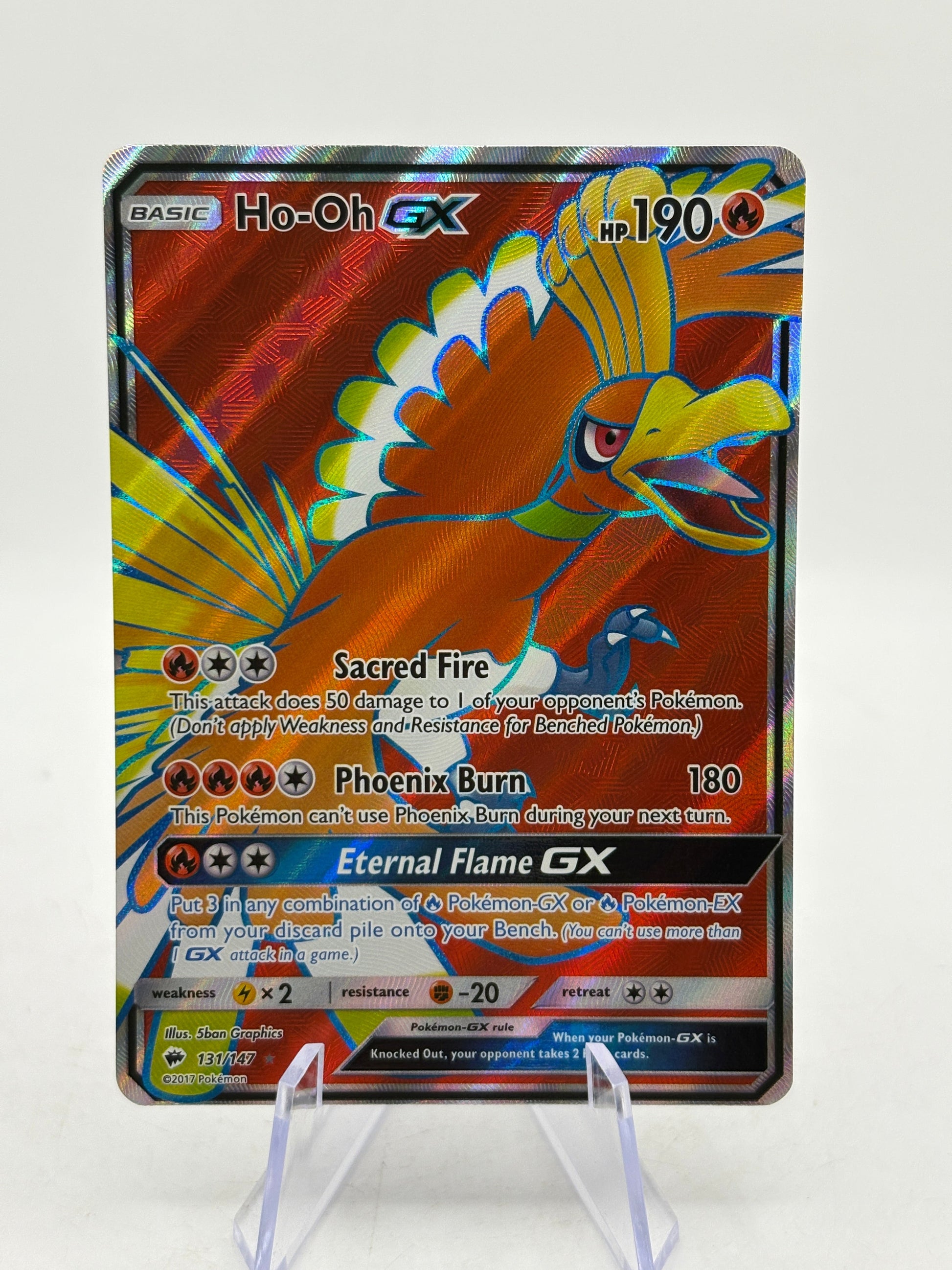 Pokemon TCG Sun Moon Burning Shadows - Ho-Oh GX 131/147 Full Art LP (1) FRENLY BRICKS - Open 7 Days