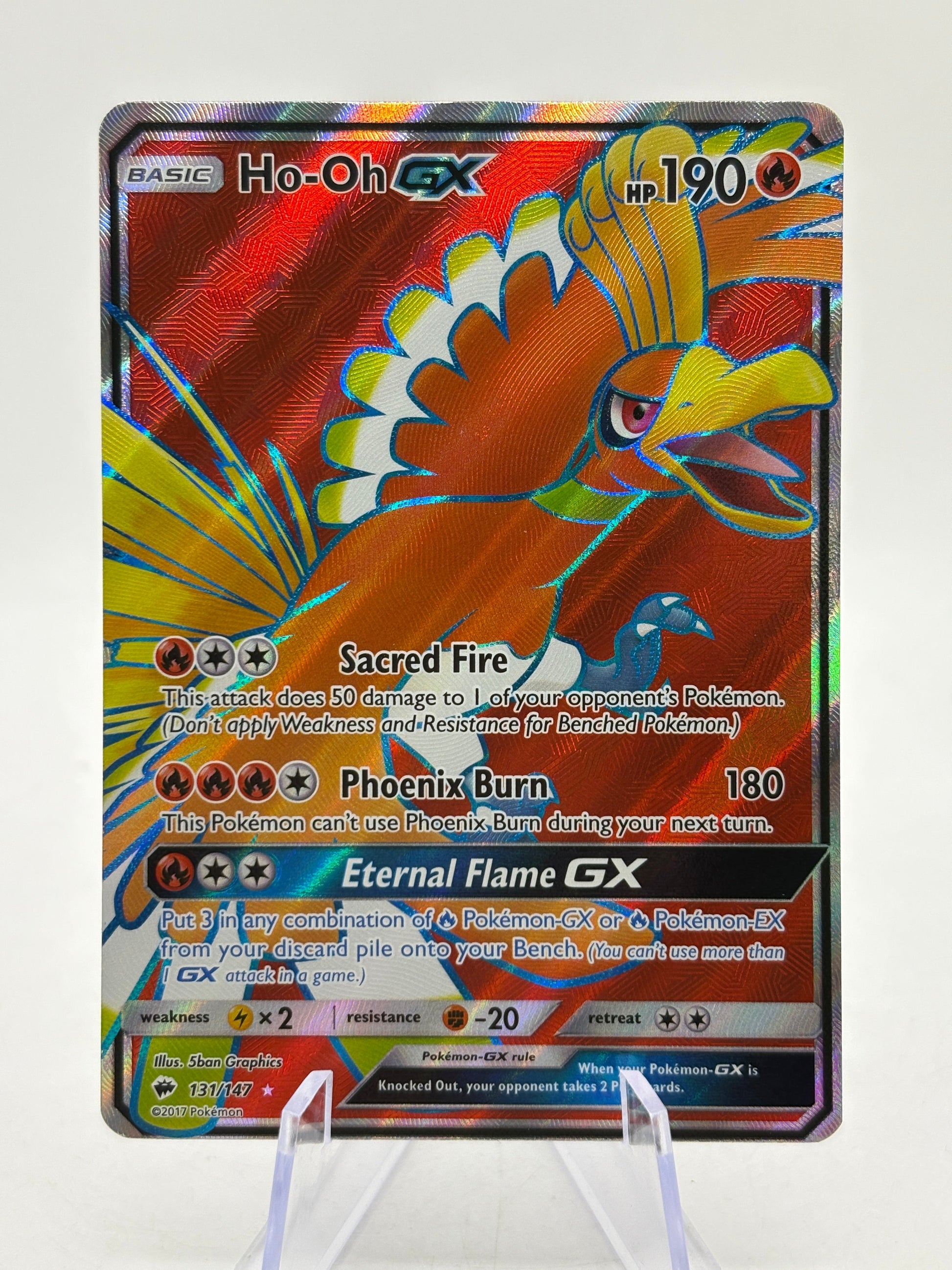 Pokemon TCG Sun Moon Burning Shadows - Ho-Oh GX 131/147 Full Art LP (2) FRENLY BRICKS - Open 7 Days
