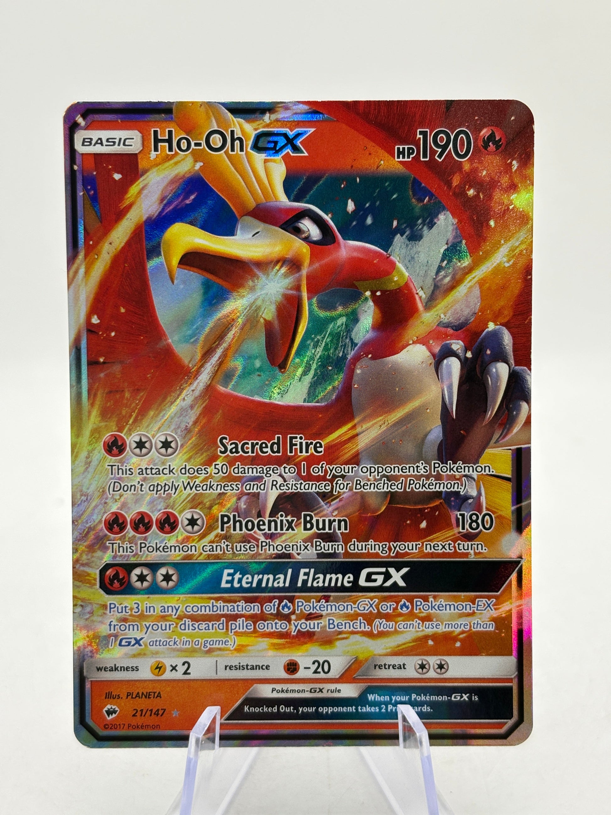 Pokemon TCG Sun Moon Burning Shadows - Ho-Oh GX 21/147 LP FRENLY BRICKS - Open 7 Days