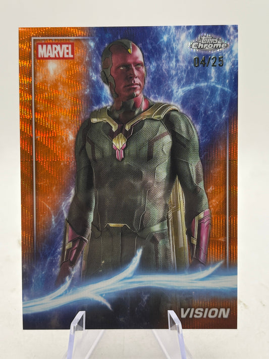 2025 Topps Chrome Marvel Studios Sapphire Orange /25 Vision #55 FRENLY BRICKS - Open 7 Days
