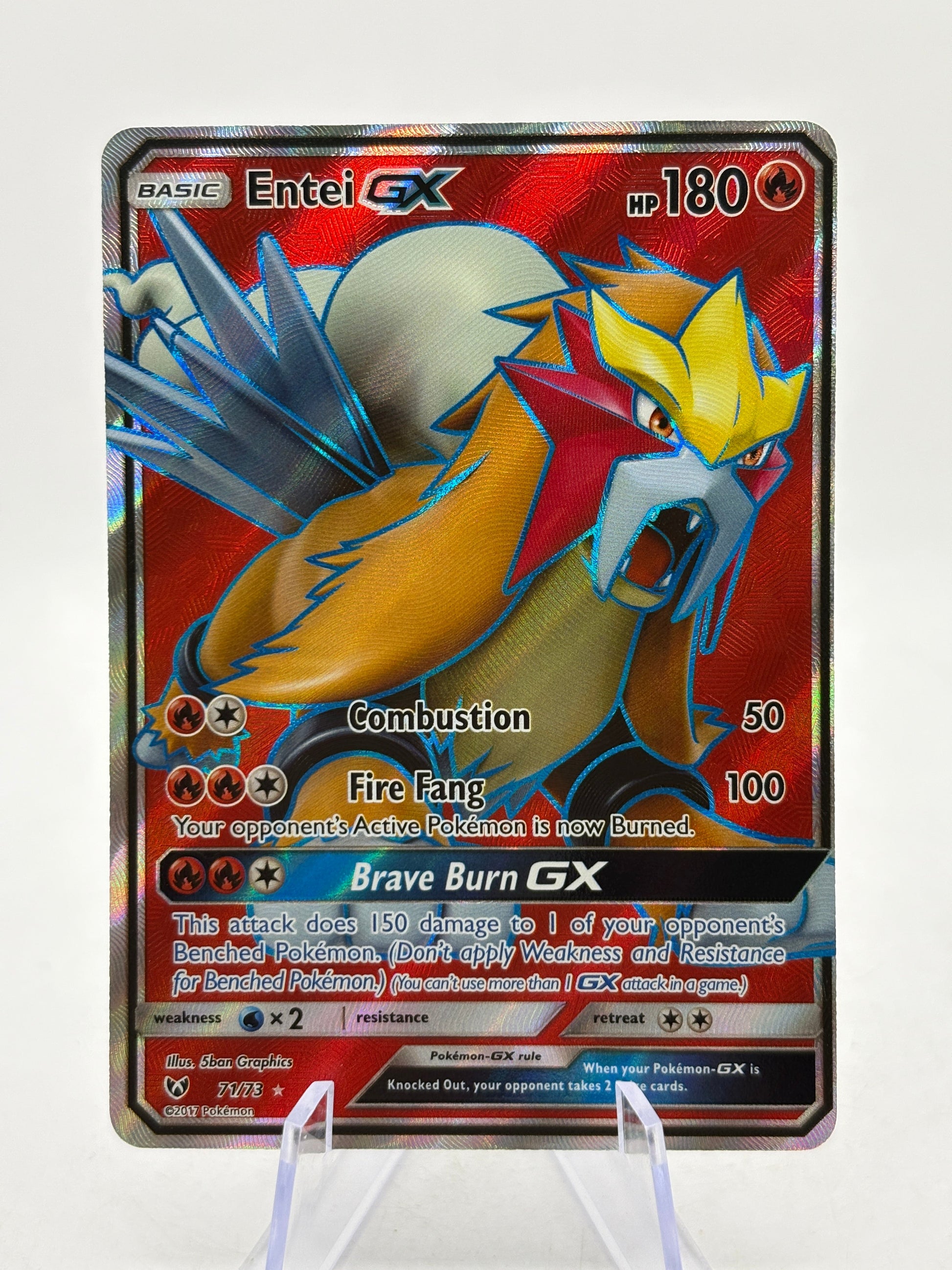 Pokemon TCG Sun Moon Shining Legends - Entei GX 71/73 Full Art LP (2) FRENLY BRICKS - Open 7 Days