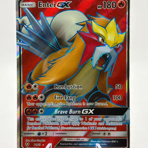 Pokemon TCG Sun Moon Shining Legends - Entei GX 71/73 Full Art LP (2) FRENLY BRICKS - Open 7 Days