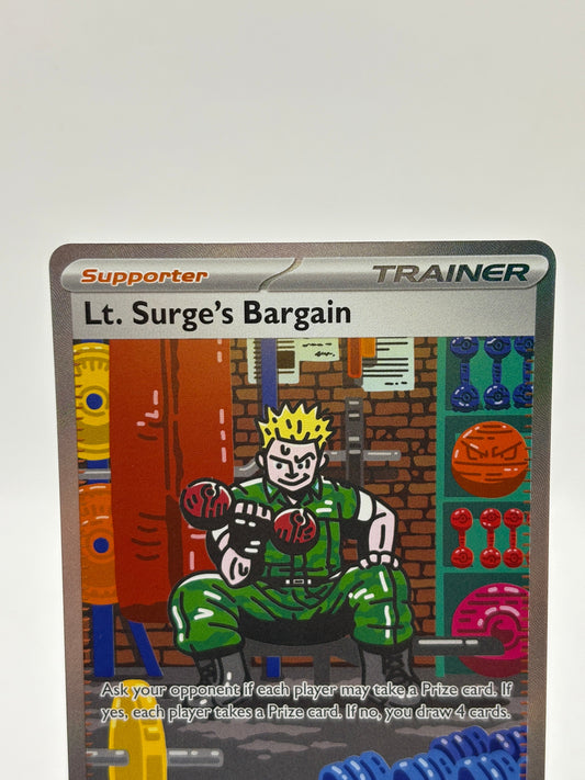 Pokemon TCG Mega Evolutions 185/132 Lt. Surge’s Bargain Special Illustration Rare NM FRENLY BRICKS - Open 7 Days