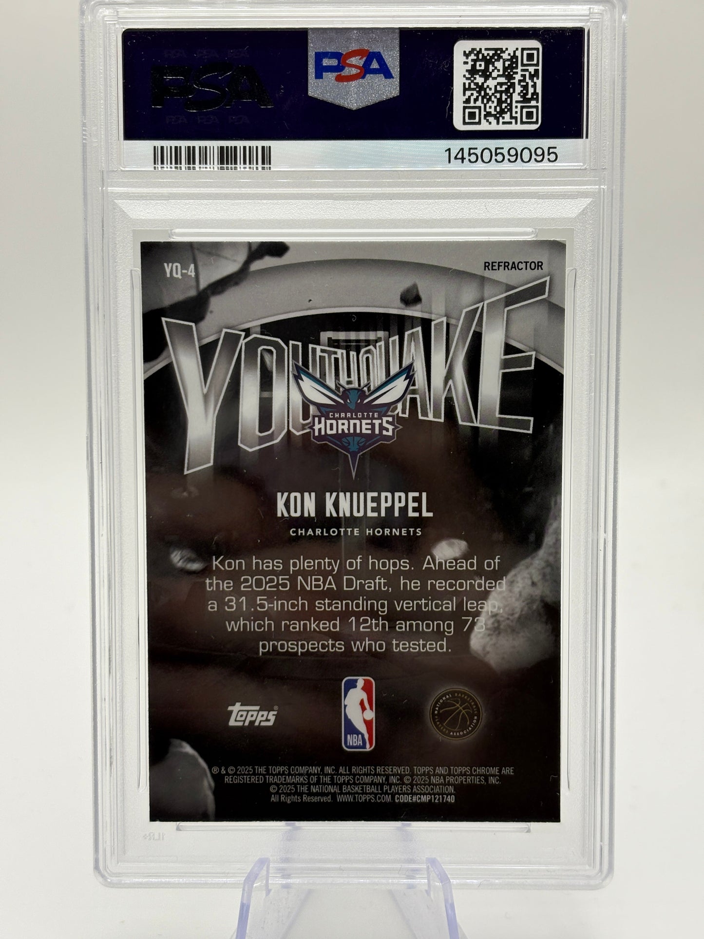 2025 TOPPS CHROME YOUTHQUAKE REFRACTOR #YQ-4 KON KNUEPPEL ROOKIE RC PSA 9 FRENLY BRICKS - Open 7 Days