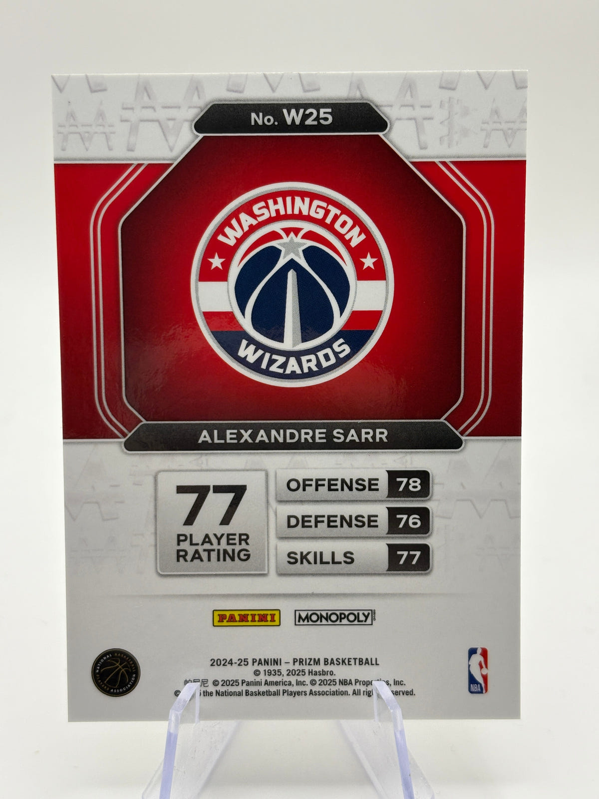 2024-25 Panini Prizm Monopoly Alexandre Sarr Rookie White Money Case Hit SP MINT FRENLY BRICKS - Open 7 Days image 2