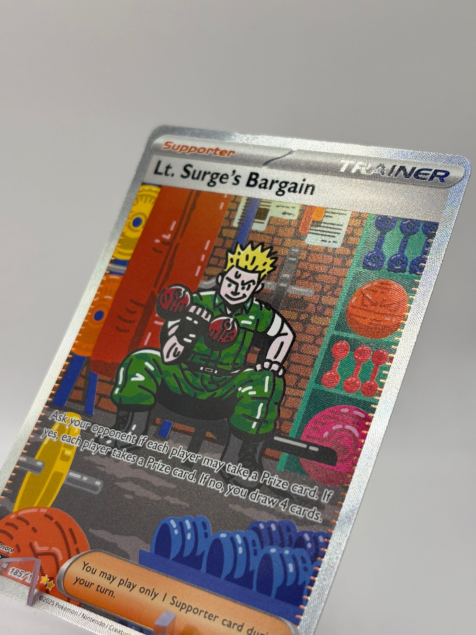 Pokemon TCG Mega Evolutions 185/132 Lt. Surge’s Bargain Special Illustration Rare NM FRENLY BRICKS - Open 7 Days