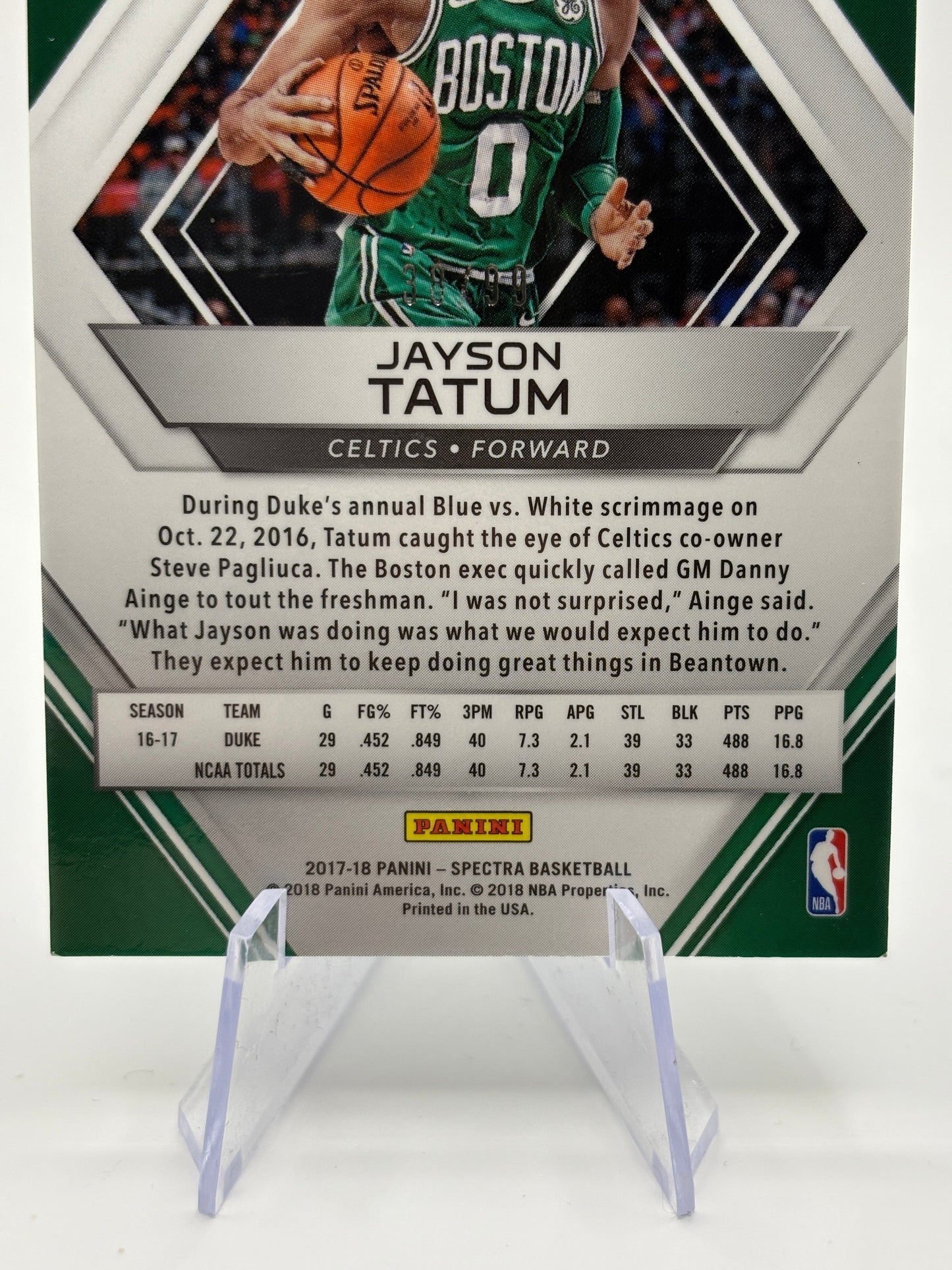 2017-18 Panini Spectra Jayson Tatum #3 Neon Blue Prizm /99 (RC) FRENLY BRICKS - Open 7 Days