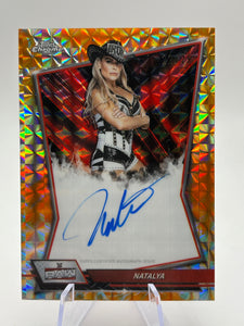 Natalya 2026 Topps Chrome WWE Orange Geometric Red Brand Auto /25