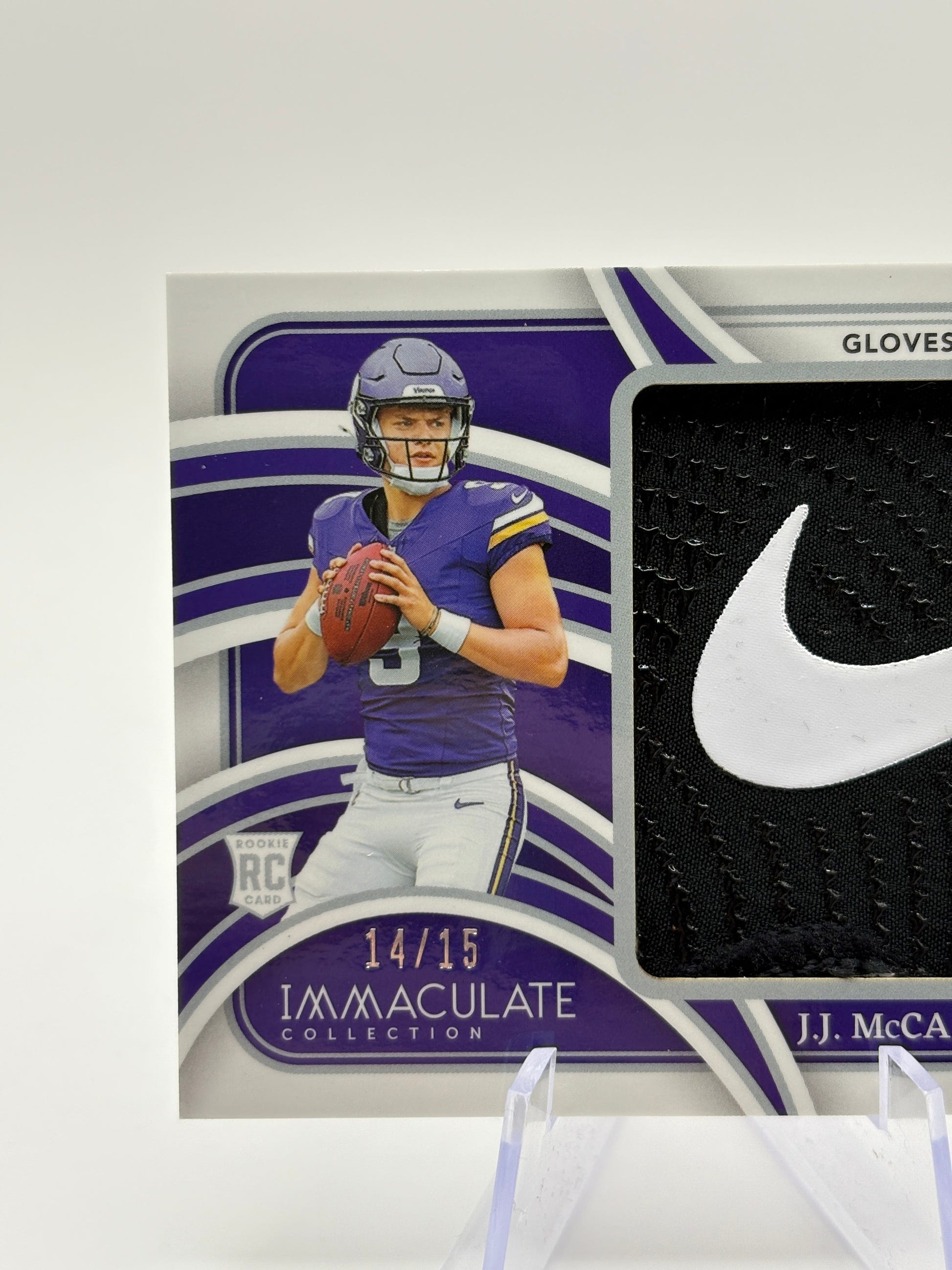 J.J. McCarthy 2024 Panini Immaculate #RJL-JMY Rookie Gloves Brand Logos /15 RC FRENLY BRICKS - Open 7 Days image 2