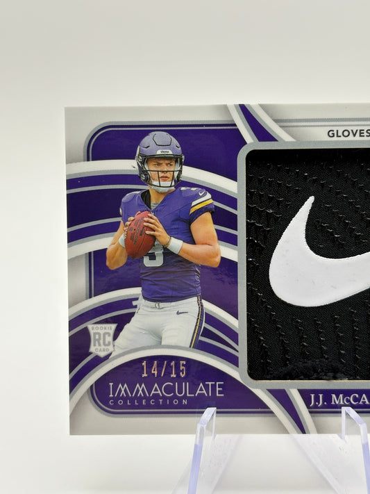 J.J. McCarthy 2024 Panini Immaculate #RJL-JMY Rookie Gloves Brand Logos /15 RC FRENLY BRICKS - Open 7 Days