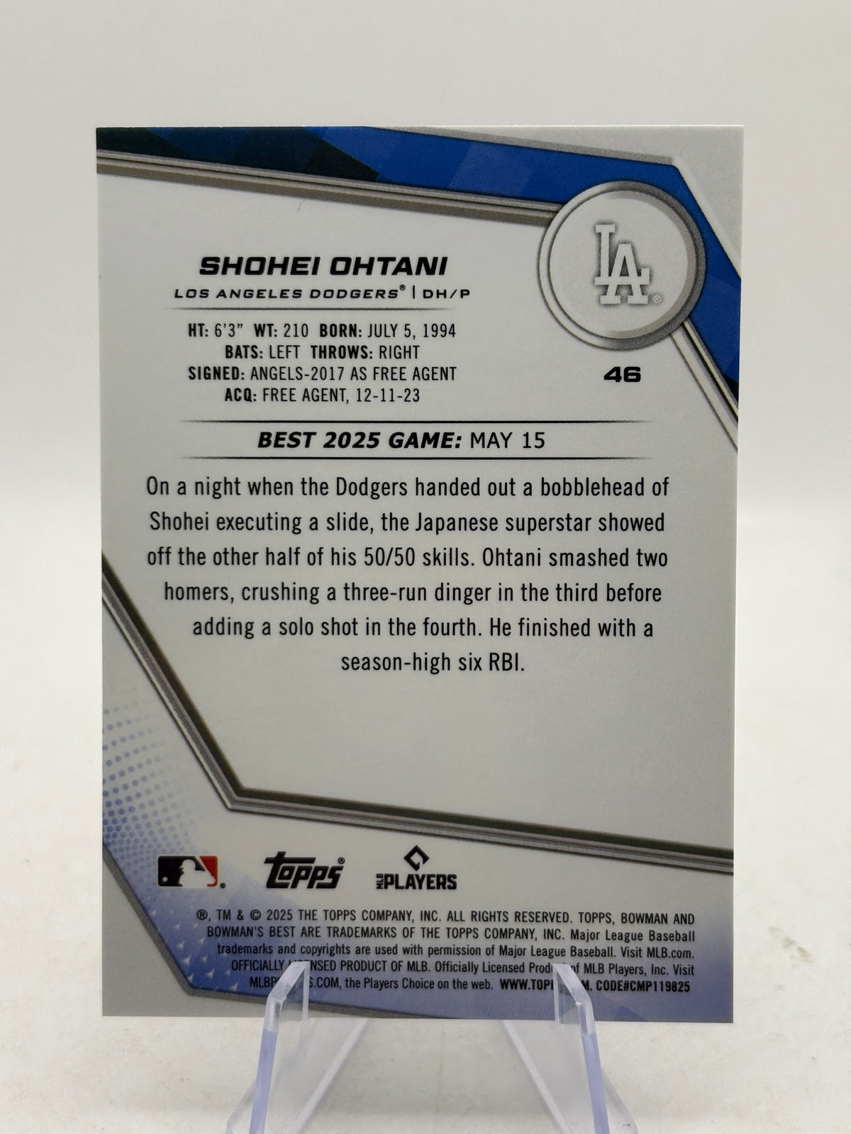 2025 Bowman's Best #46 Shohei Ohtani Wave Refractor FRENLY BRICKS - Open 7 Days image 2
